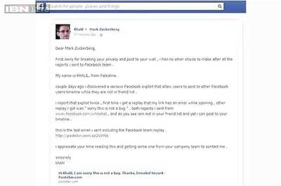 Hacker breaks into Mark Zuckerberg's Facebook wall to report security bug