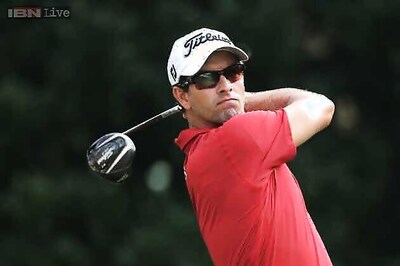 Adam Scott trails leaders by two at halfway stage of Australian PGA