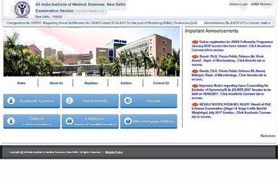 AIIMS Fellowship Programme January 2018 Online Registration Begins at aiimsexams.org; Last Date October 5th