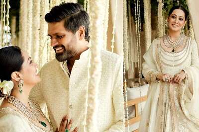 Eka Lakhani Styles Fiance; Looks Ethereal In An Anamika Khanna Ensemble At Her Engagement Party