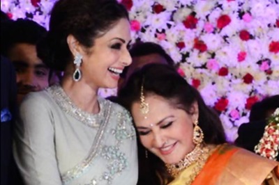 Snapshot: Jaya Prada shares a warm hug with Sridevi at the wedding reception of her son