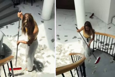 Influencer Sweeps Up Piles Of Cash Into Trash At Home, Internet Surprised With The Attitude