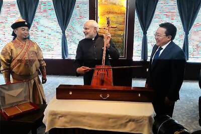 Snapshot: Narendra Modi tries his hands on morin khuur in Mongolia