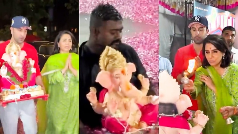 Ranbir Kapoor Carries Bappa In Arms, Performs Aarti With Mom Neetu Kapoor At Visarjan; Watch