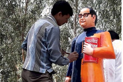 Saffron BR Ambedkar Statue in UP's Badaun Painted Back to Blue