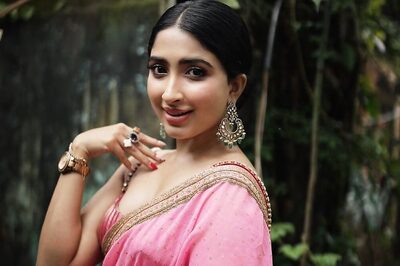 South Actress Saanya Iyer Wows In Peach Pink Saree During Mudbidri Trip