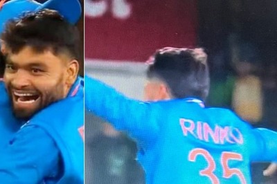 WATCH: Rinku Singh's Flying Celebration After Picking Up Maiden ODI Wicket on Debut