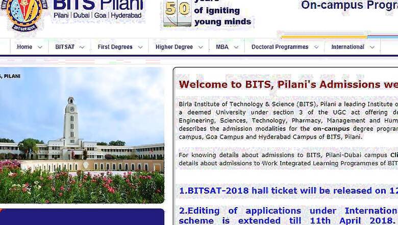 BITSAT 2018 Admit Card releasing today at bitsadmission.com; Exams begin 16th May 2018
