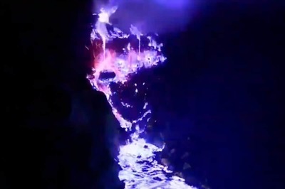 Watch: Stunning Electric-Blue Flames Erupt From Volcano In Indonesia