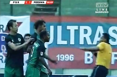 Indonesian football player banned for life for punching referee