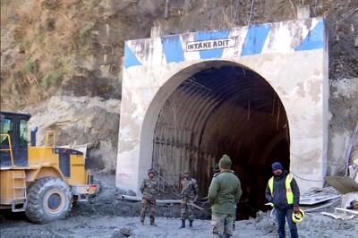 Outside Uttarakhand Tunnel Where Rescue Operations are Underway, A Dog Waits for People He Knew