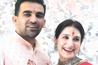 Zaheer Khan-Sagarika Ghatge Wedding: The Actress Looks Beautiful In A Red Sabyasachi Saree