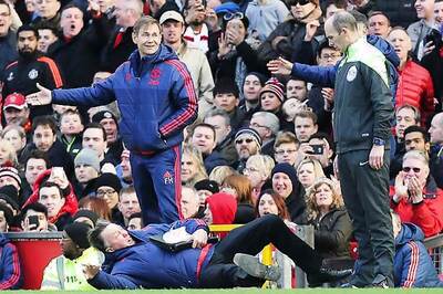 Watch: Louis van Gaal's touchline dive sparks laughter at Old Trafford