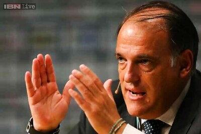 Spanish football league president defends Barcelona chief