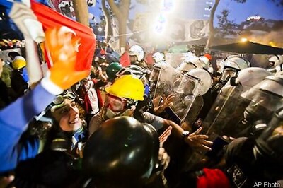 Riot police end Istanbul park protest