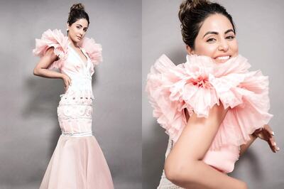 In Pics: Hina Khan Makes Heads Turn in a Stunning Peach Gown, Has Special Message for Fans