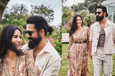 Katrina Kaif and Vicky Kaushal Ooze Perfection in Twinning Beige Attires at Anant Ambani-Radhika Merchant Pre-wedding Bash