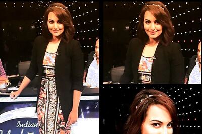 Look of the day:  Sonakshi Sinha looks vivacious in Clover Canyon on the sets of 'Indian Idol Junior 3'