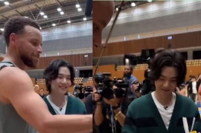 BTS: Suga Sports Cute Smile as Golden State Warriors' Stephen Curry Signs His Jersey Ahead of NBA Game in Tokyo