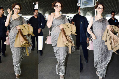 Kangana Ranaut Ups Her Airport Style In Saree With Loafers And Space Buns; See Pics