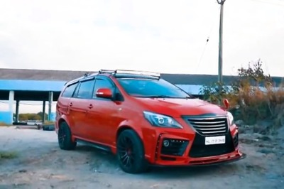This Red Coloured Customised Toyota Innova Crysta With Lexus Body Kit Looks Menacing