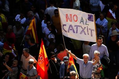 Thousands Protest in Barcelona Against Catalan Independence