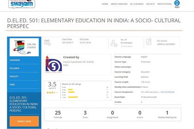 NIOS D.EI.ED for Untrained Teachers – Enrol for Swayam Study Material at swayam.gov.in