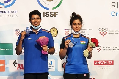 Manu Bhaker, Saurabh Chaudhary Win Silver in 10M Air Pistol Mixed Team at Shooting World Cup
