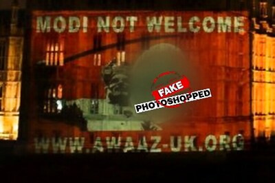 Narendra Modi not welcome image on UK Parliament photoshopped
