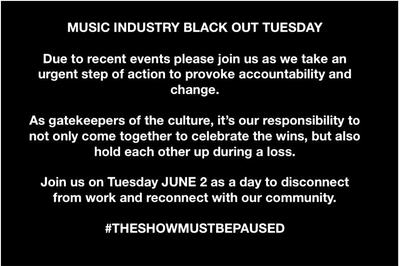 Music Industry Leaders Pause Business for a Day in Observation of Blackout Tuesday