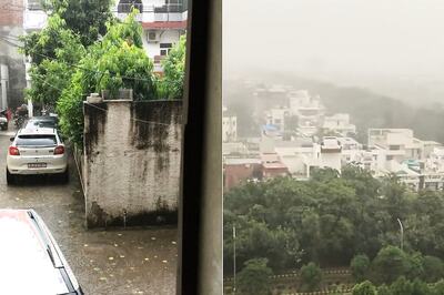 Delhi-NCR Shrouded in Thick Clouds, Some Areas See Rain with Gusty Winds; Waterlogging Reported Too
