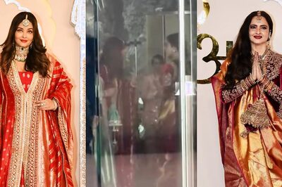 Aishwarya Rai Hugs Rekha, Shares a Kiss As She and Bachchans Arrive Separately at Ambani Wedding | Watch