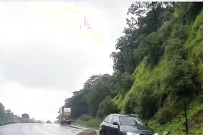 WATCH | Massive Stone Falls Down on Mumbai-Ahmedabad Highway Amid Heavy Rains; No Injuries Reported