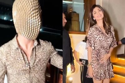 Raj Kundra Hides His Face Under Unusual Mask, Twins With Shilpa Shetty in Leopard Print Outfit