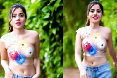 Uorfi Javed Creates Crop Top from Cling Wrap, Covers Her Modesty With Flowers; Watch Video